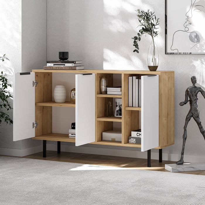Hanah Home Viyana Consola Roble Zafiro y Blanco